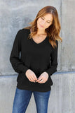 Basic Bae Full Size V-Neck Lantern Sleeve Top - Trendsi - Flyclothing LLC