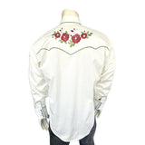 Rockmount Ranch Wear Men's Ivory & Burgundy Floral Embroidered Western Shirt - Rockmount Clothing - Flyclothing LLC
