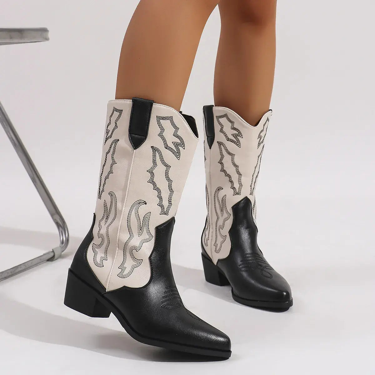 Point Toe Block Heels Boots - Trendsi - Flyclothing LLC