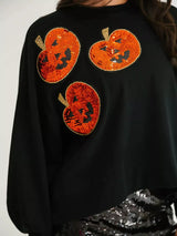 Halloween Pumpkin Round Neck Sweatshirt - Trendsi - Flyclothing LLC