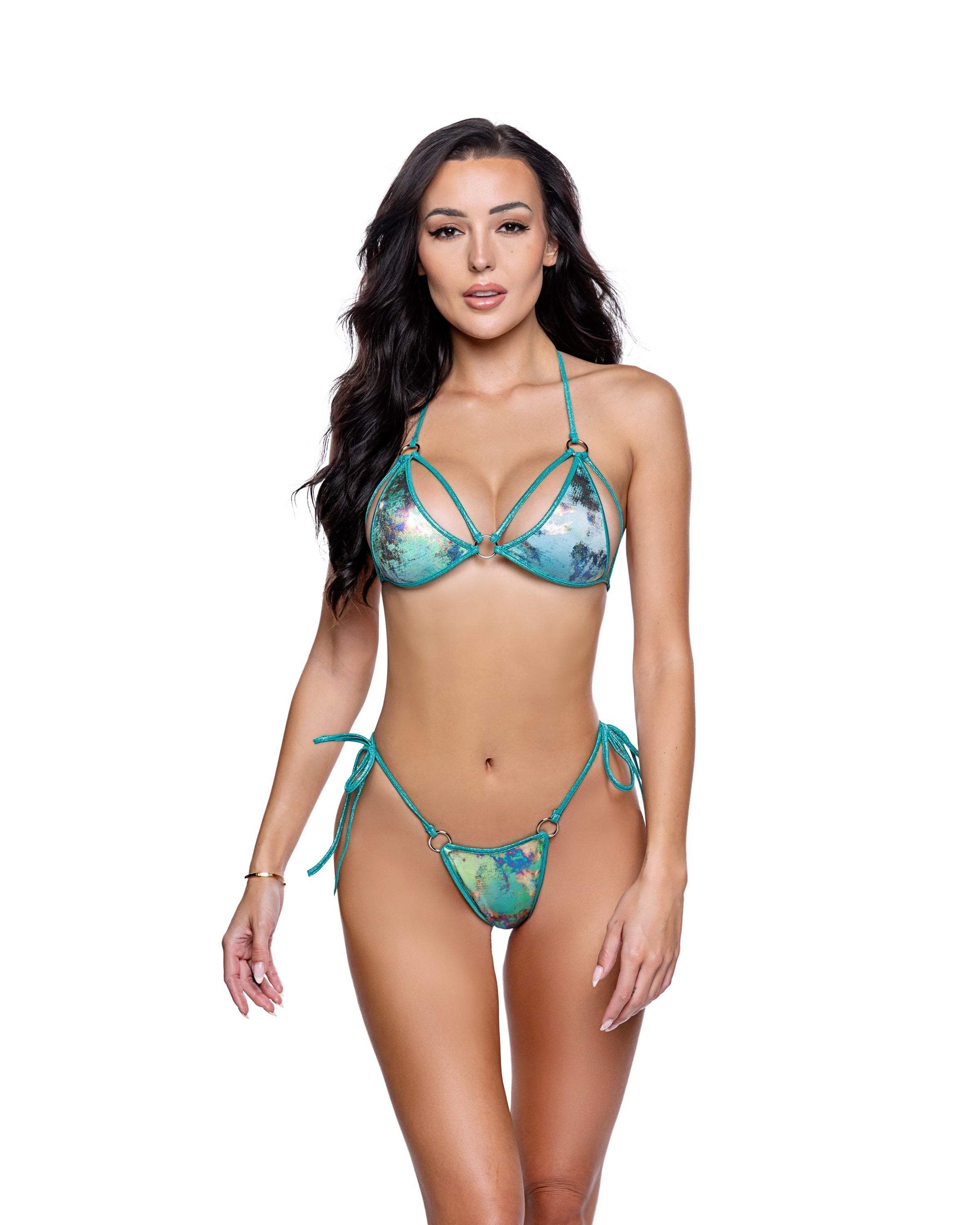 Roma Costume 2PC Metallic Print TieRoma CostumeSide Bikini Set - Roma Costume - Flyclothing LLC