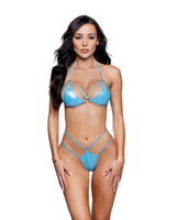 Roma Costume 2PC Iridescent Foil Ring Bikini Set - Baby Blue