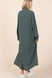 Mittoshop Airflow V-Neck Long Sleeve Button Down Maxi Dress - Trendsi