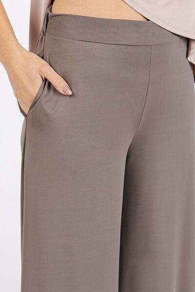 Mittoshop Yoga Air Stretch Elastic Waist Wide Leg Pants - Trendsi - Flyclothing LLC