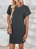 Round Neck Short Sleeve Mini Dress - Trendsi - Flyclothing LLC