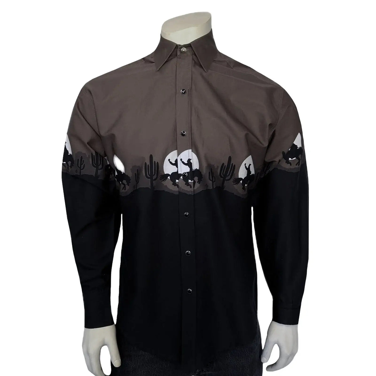 Rockmount Ranch Ware Men's Long Sleeve Brown/Black 2-Tone Moonlit Cowb ...