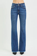 RISEN Full Size Mid Rise Bootcut Frayed Waistband Hem Detail Jeans Plus Size - Trendsi - Flyclothing LLC