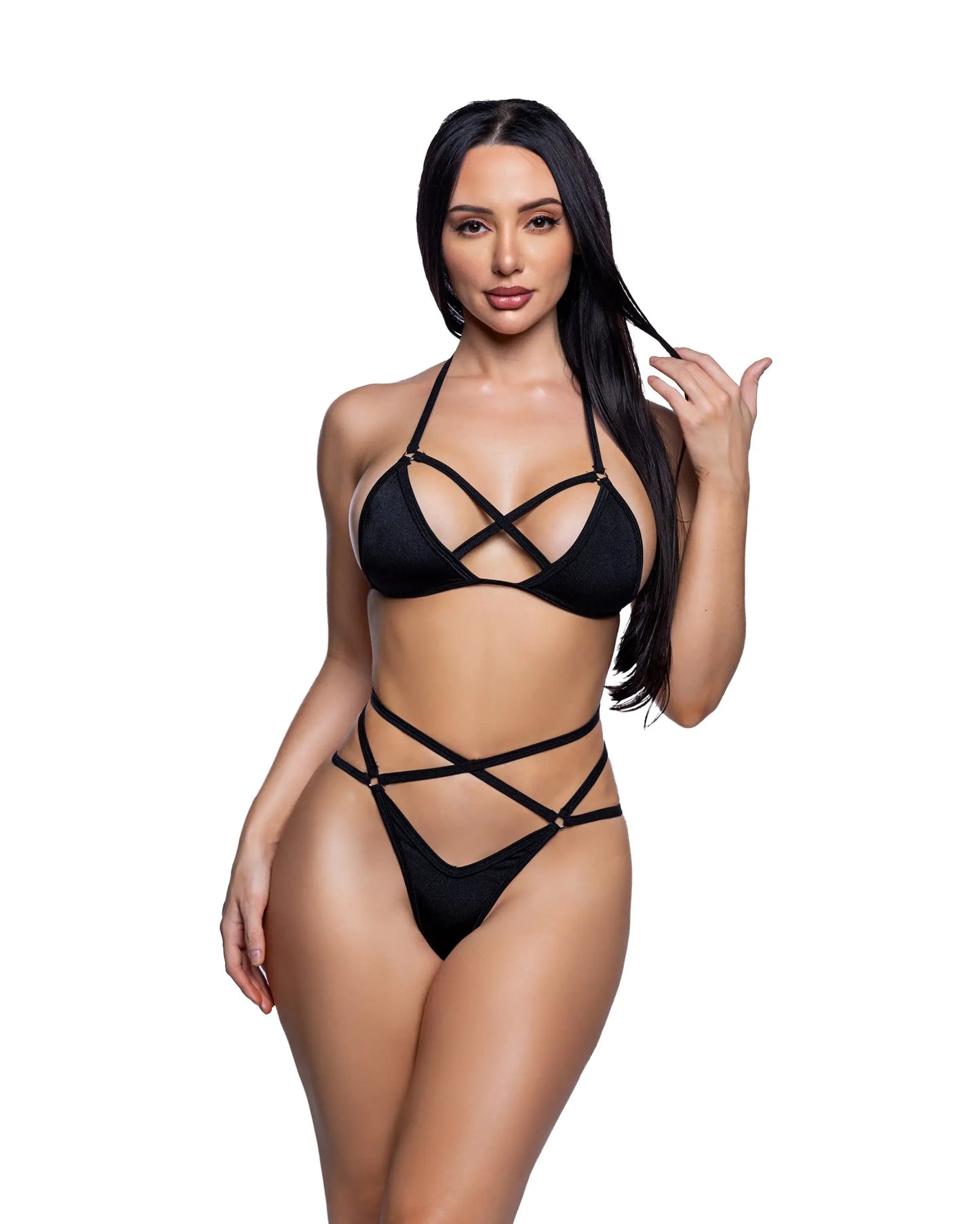 Roma Costume 2PC Spandex Strappy Ring Bikini Set - Roma Costume - Flyclothing LLC