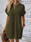 Round Neck Short Sleeve Mini Dress - Trendsi - Flyclothing LLC