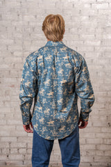 Rockmount Ranch Wear Men's Blue Print Western Shirt - Rockmount Clothing - Flyclothing LLC