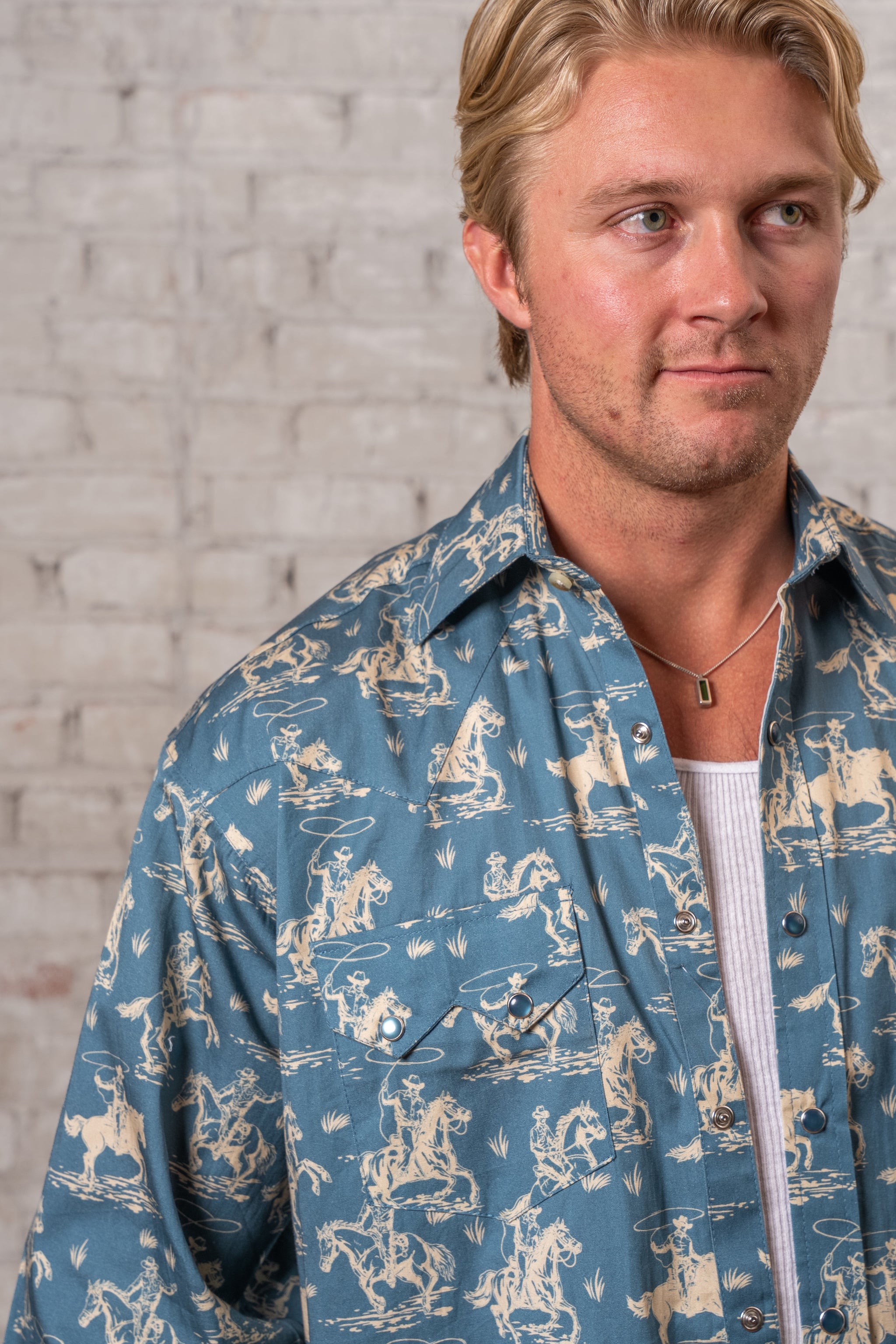 Rockmount Ranch Wear Men's Blue Print Western Shirt - Rockmount Clothing - Flyclothing LLC