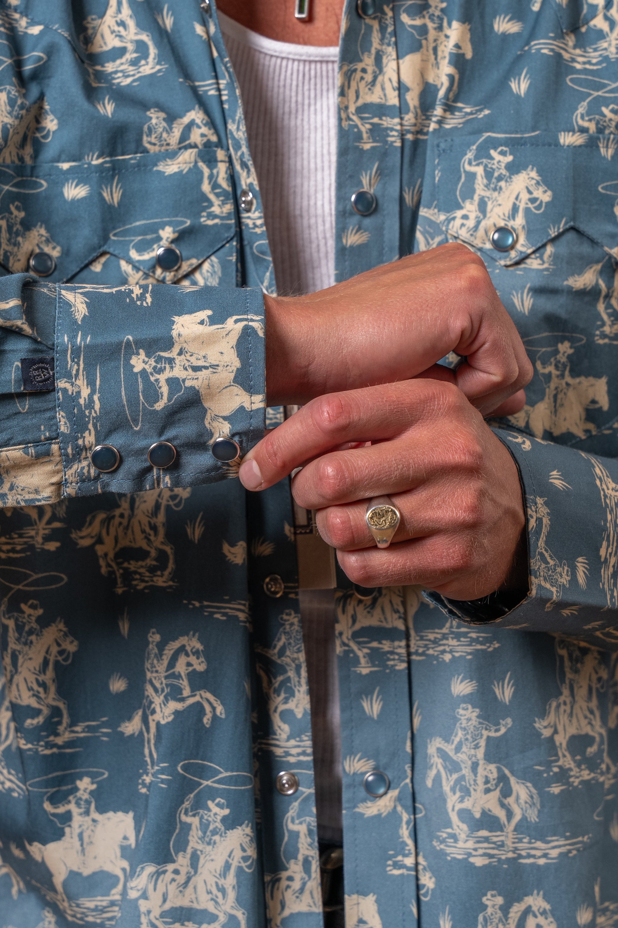 Rockmount Ranch Wear Men's Blue Print Western Shirt - Rockmount Clothing - Flyclothing LLC