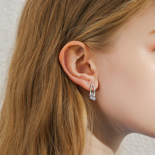 925 Sterling Silver Moissanite C-Hoop Earrings - Trendsi