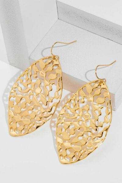 Brass Cutout Leaf Shape Earrings - Trendsi - Flyclothing LLC