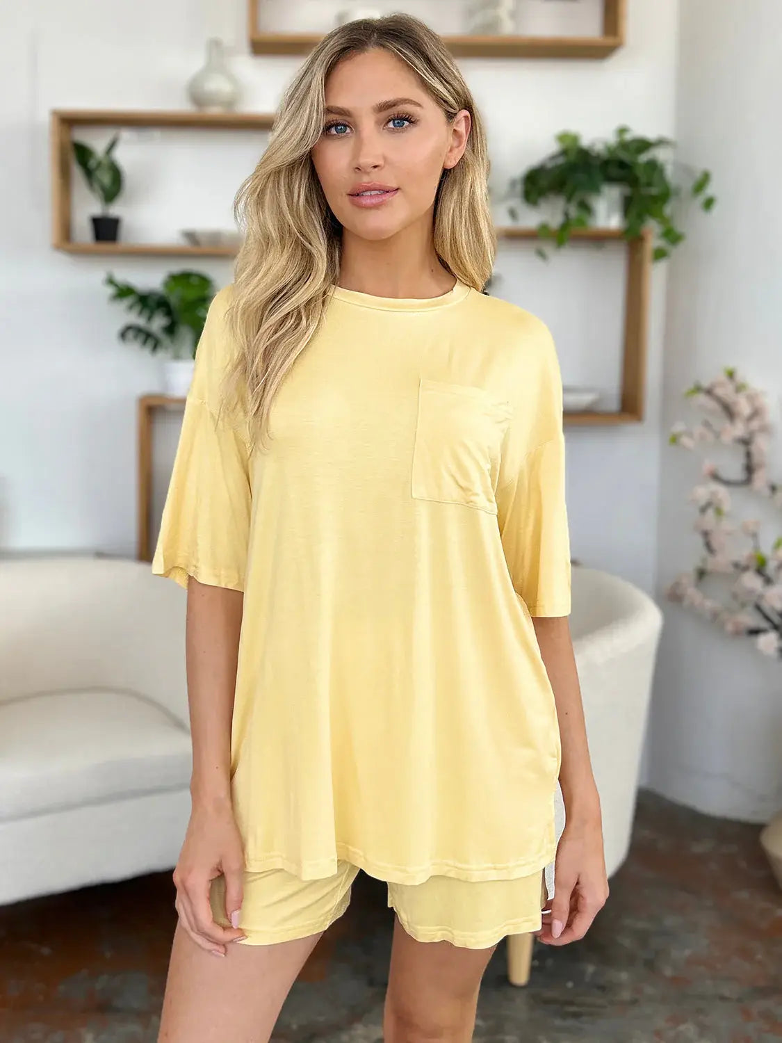 Basic Bae Bamboo Full Size Round Neck Drop Shoulder T-Shirt and Shorts Set - ShopBasicbae - Flyclothing LLC