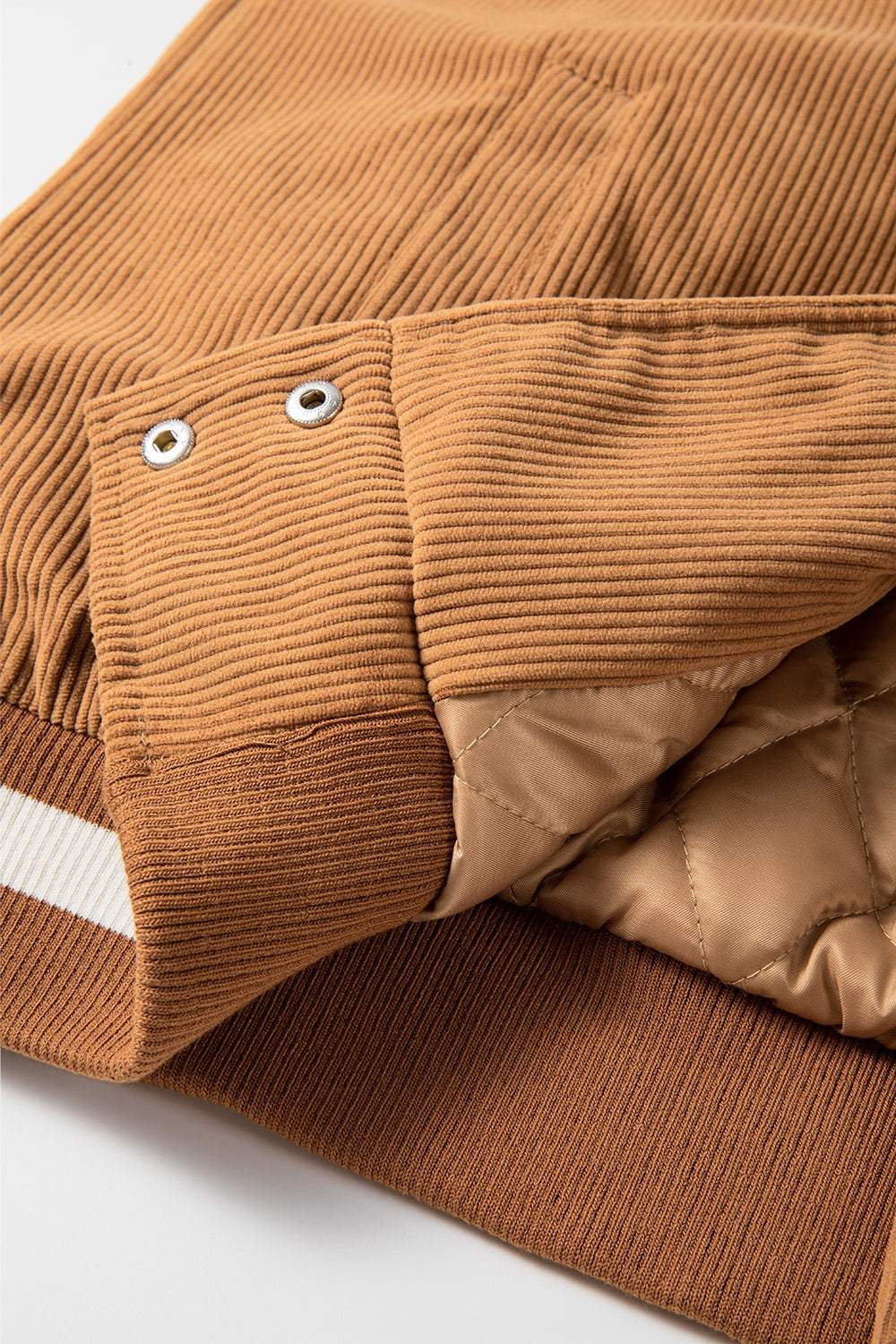 Contrast Baseball Collar Snap Down Long Sleeve Jacket - Trendsi - Flyclothing LLC
