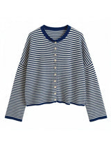 Button-Down Striped Knit Cardigan - Trendsi - Flyclothing LLC