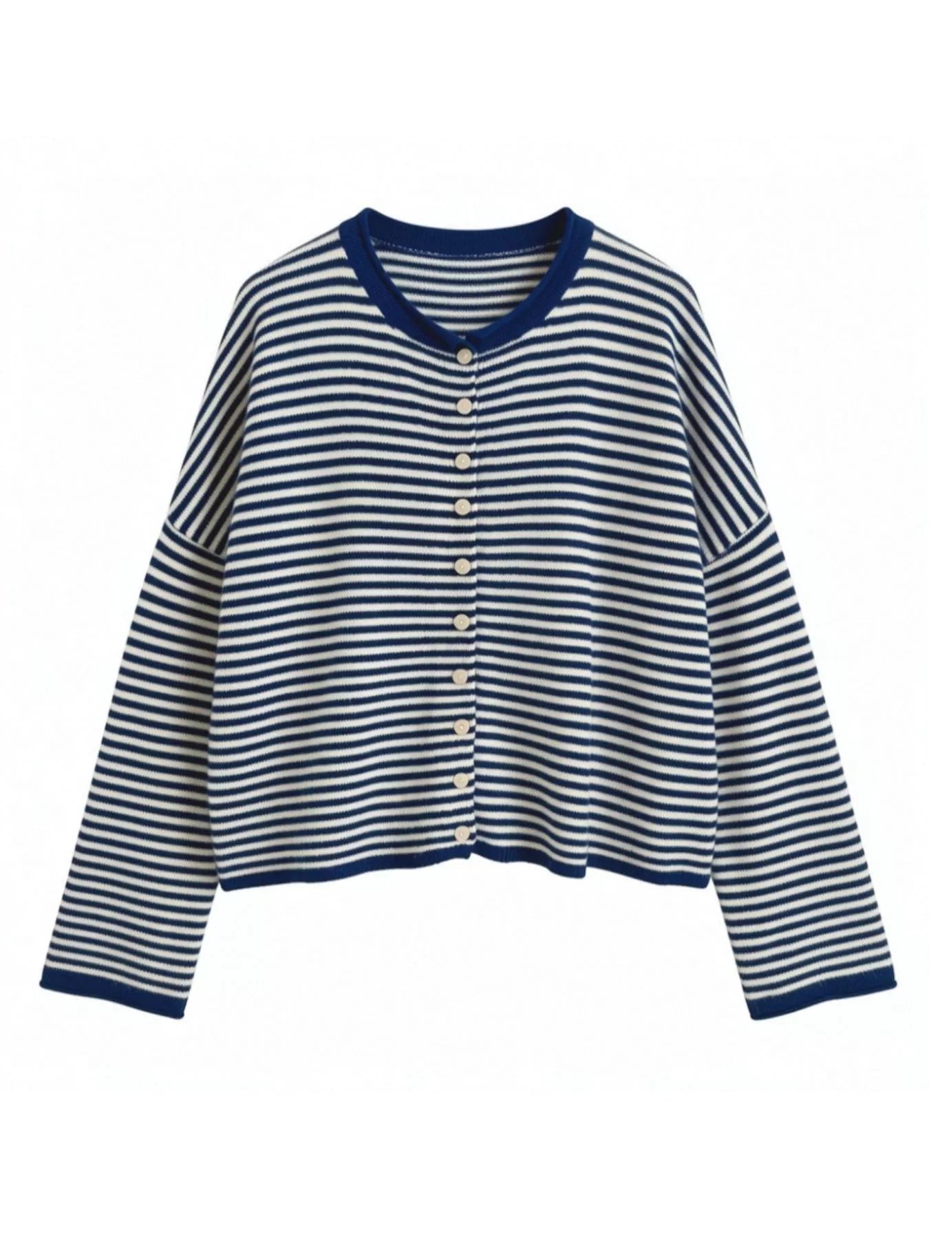Button-Down Striped Knit Cardigan - Trendsi - Flyclothing LLC