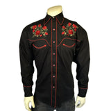 Rockmount Ranch Wear red roses and steerhead embroidery for men - Rockmount Clothing - Flyclothing LLC