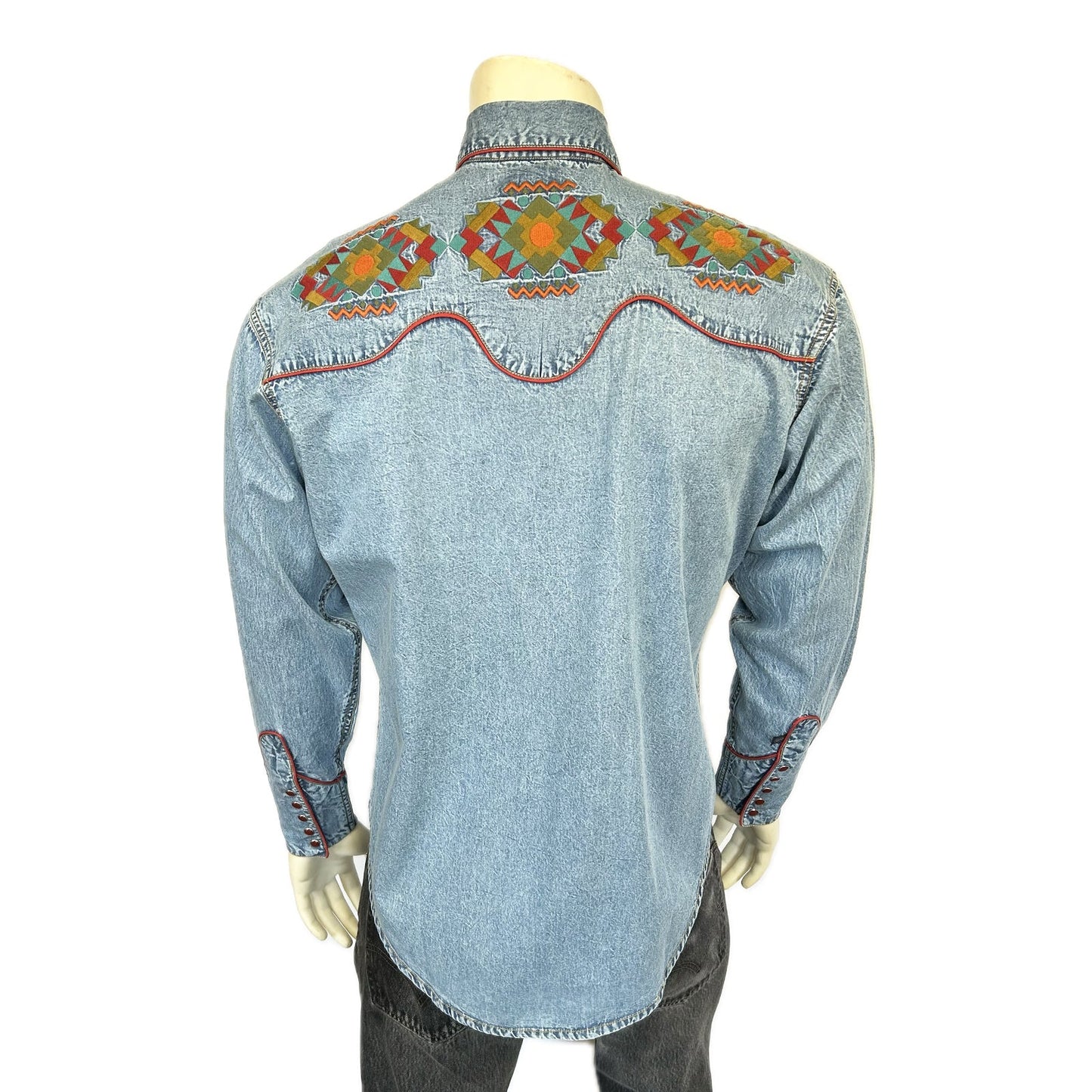 Rockmount Ranch Wear Men's Denim Native American Embroidered Western Shirt - Rockmount Clothing - Flyclothing LLC
