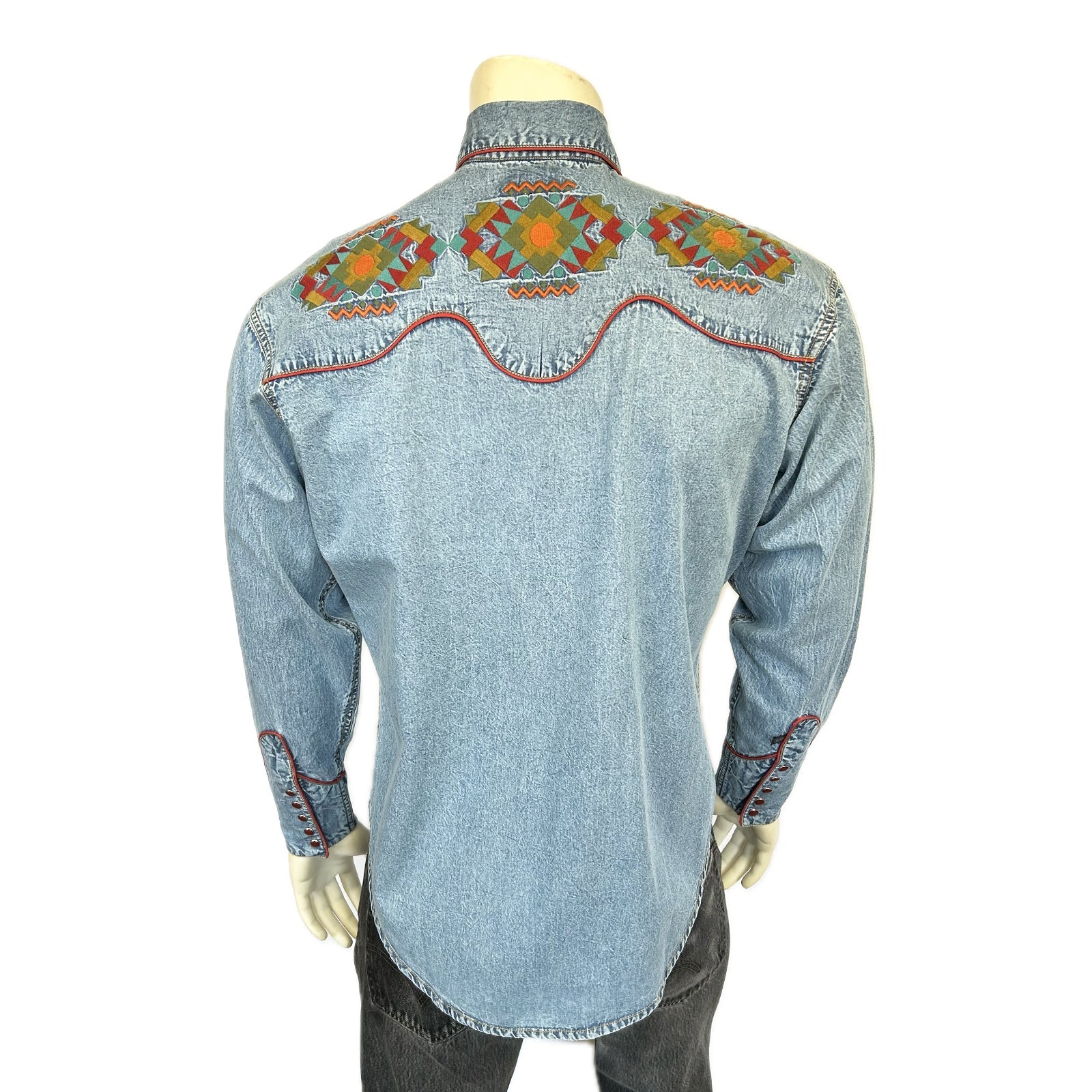 Rockmount Ranch Wear Men's Denim Native American Embroidered Western Shirt - Rockmount Clothing - Flyclothing LLC