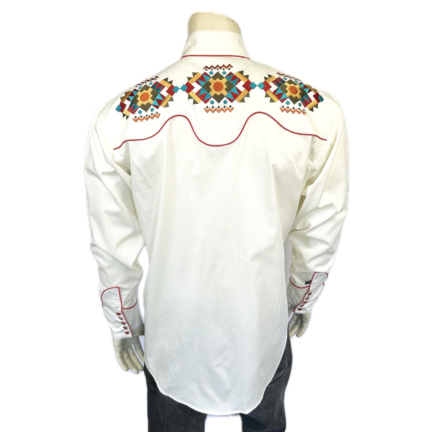 Rockmount Ranch Wear Men's Ivory Native American Embroidered Western Shirt - Rockmount Clothing - Flyclothing LLC