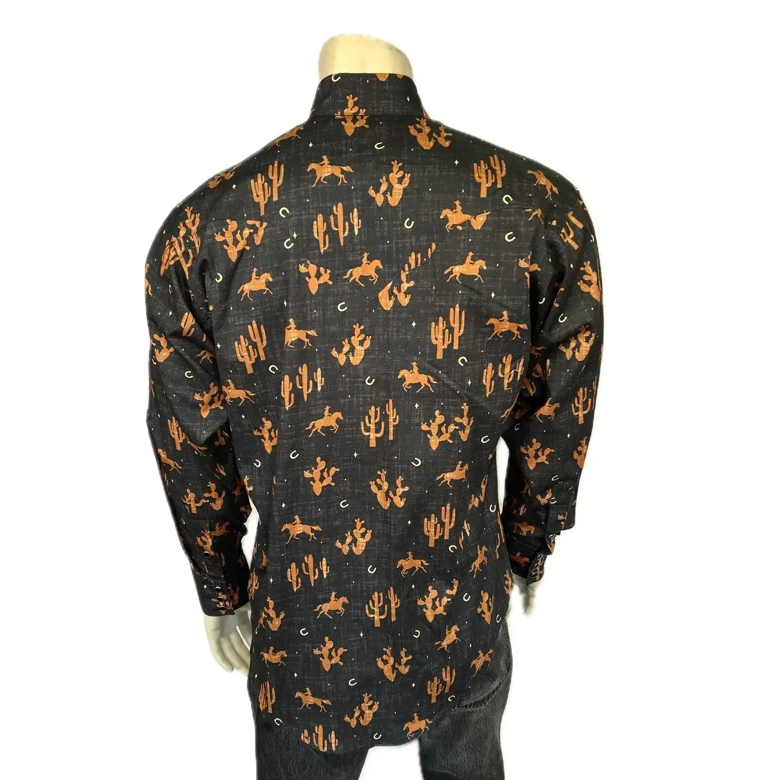 Rockmount Ranch Wear men s black horse rider print western shirt - Rockmount Clothing - Flyclothing LLC