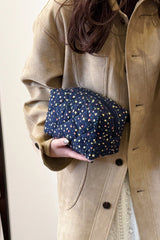 Floral Quilted Clutch with Plaid Lining - Trendsi