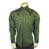 Rockmount Ranch Wear men s green bison skull rider embroidered western shirt - Rockmount Clothing - Flyclothing LLC