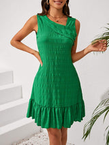 Ruffle Hem Asymmetrical Neck Sleeveless Dress - Trendsi - Flyclothing LLC
