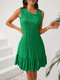 Ruffle Hem Asymmetrical Neck Sleeveless Dress - Trendsi