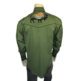 Rockmount Ranch Wear Men's Green Bison & Mountain Embroidered Western Shirt - Rockmount Clothing - Flyclothing LLC