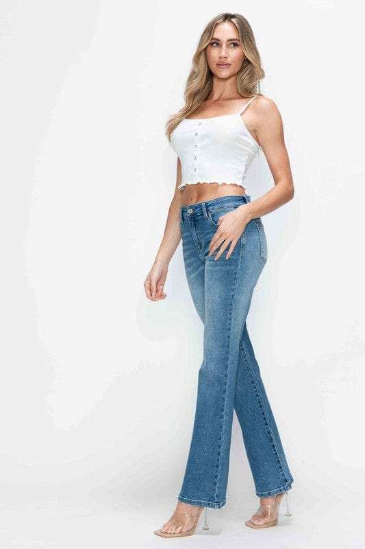 bytos Full Size Cat's Whiskers Mid Rise Bootcut Jeans - Trendsi - Flyclothing LLC