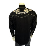 Rockmount Ranch Wear Men's Black with Tan Floral Embroidered Western Shirt - Rockmount Clothing - Flyclothing LLC