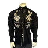 Rockmount Ranch Wear Men's Black with Tan Floral Embroidered Western Shirt - Rockmount Clothing - Flyclothing LLC