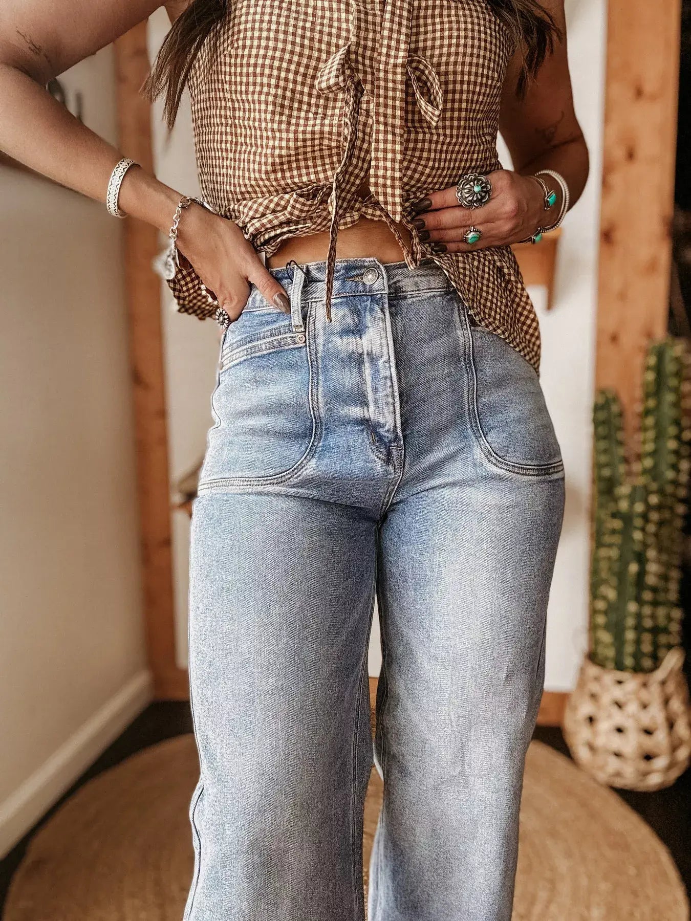 Wide Leg Wash Jeans - Trendsi - Flyclothing LLC