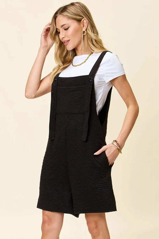 Double Take Full Size Texture Square Neck Romper - Trendsi - Flyclothing LLC