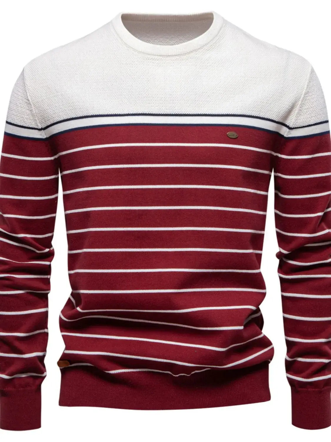Men's Striped Round Neck Long Sleeve Sweater - Trendsi - Flyclothing LLC