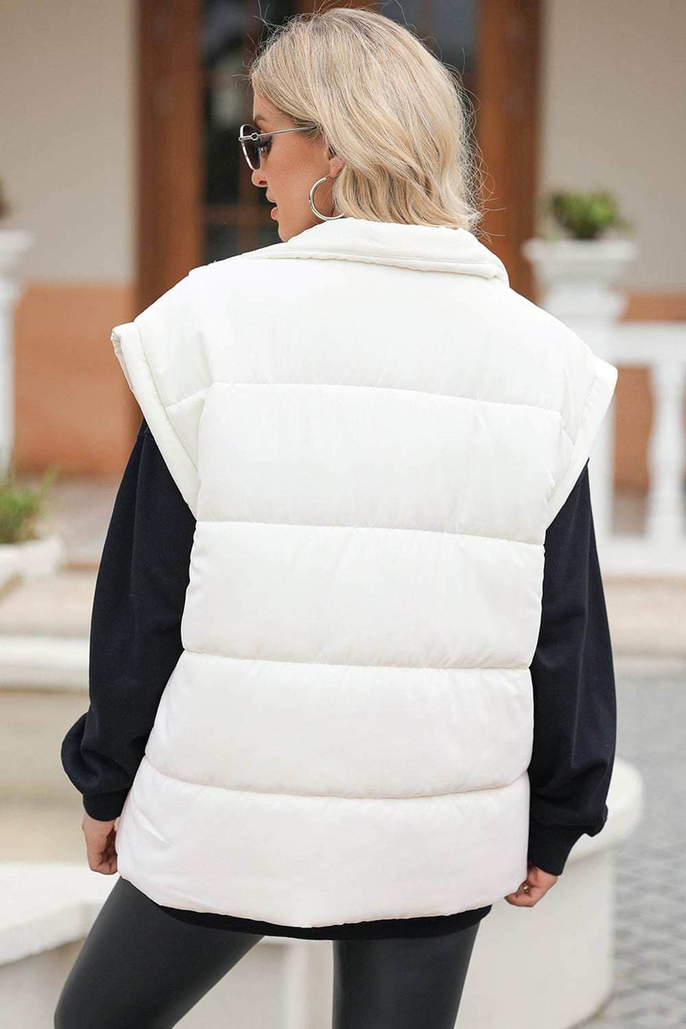 Zip Up Puffer Vest Coat with Pockets - Trendsi - Flyclothing LLC