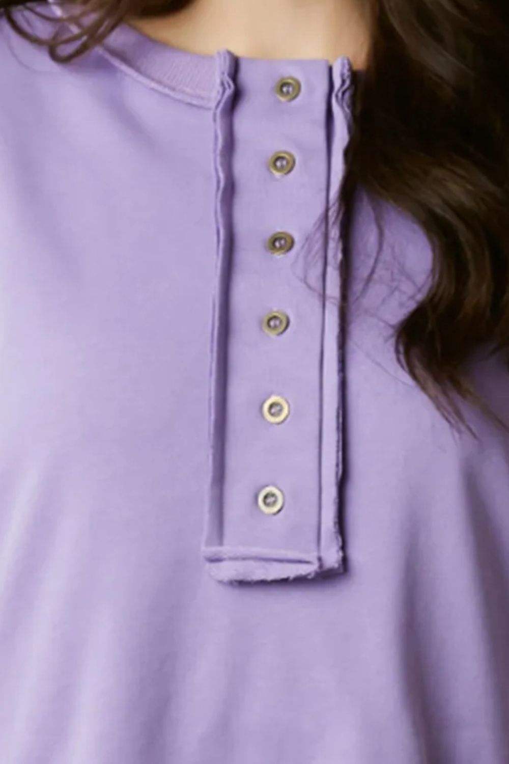 Sequin Half Button Long Sleeve Sweatshirt - Trendsi - Flyclothing LLC