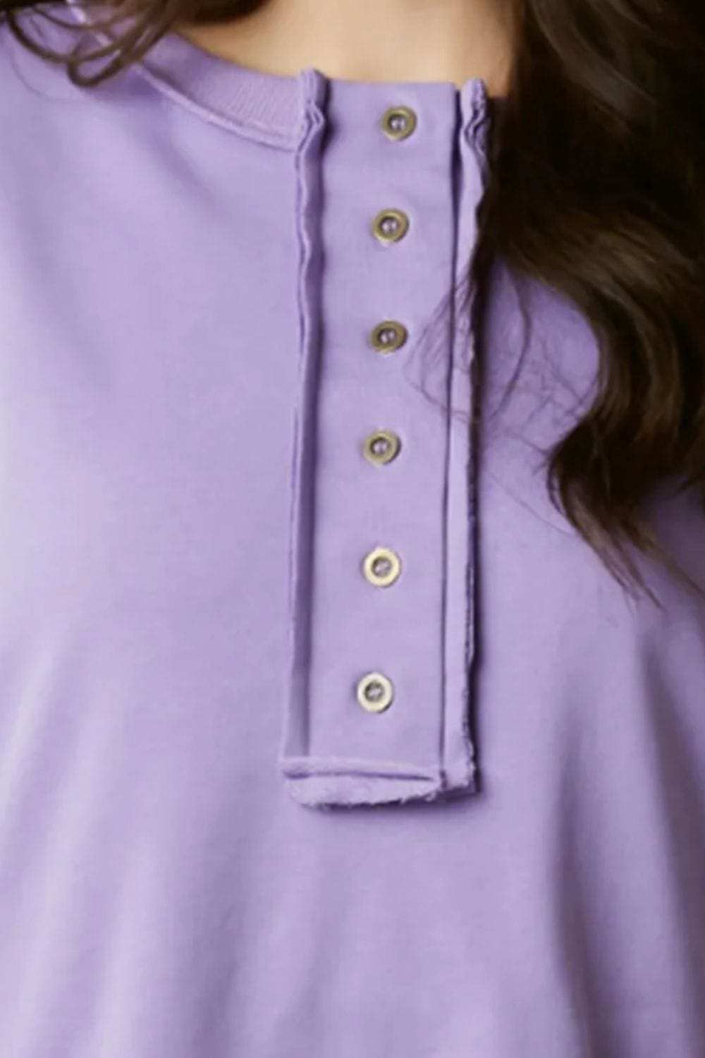 Sequin Half Button Long Sleeve Sweatshirt - Trendsi - Flyclothing LLC