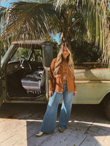 John Wayne Western Pearl Snap Button Up Top In Brown - Lil Bee's Bohemian - Flyclothing LLC