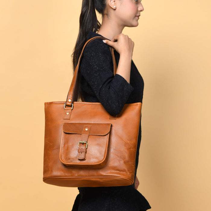 Classic Chic Genuine Leather Tote - Classy Leather Bags - Flyclothing LLC