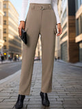 High Waist Straight Pants - Trendsi