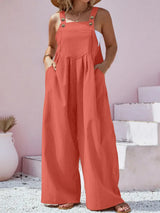 Plus Size Square Neck Wide Leg Overalls - Trendsi - Flyclothing LLC