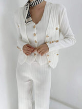 V-Neck Tank, Cardigan and Pants Three-Piece Sweater Set - Trendsi - Flyclothing LLC