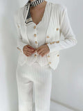 V-Neck Tank, Cardigan and Pants Three-Piece Sweater Set - Trendsi - Flyclothing LLC
