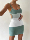 Color Block Scoop Neck Cover Up Dress - Trendsi