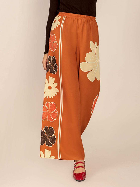 Printed Elastic Waist Wide Leg Pants - Trendsi - Flyclothing LLC