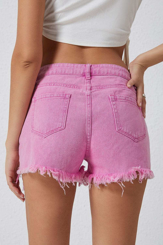 High Rise Crossover Waist Denim Shorts - Trendsi - Flyclothing LLC